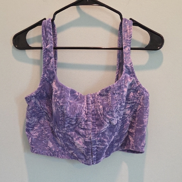 Wild Fable Purple Crushed Velvet Crop Tank Top Size M Y2K Grunge - Picture 1 of 9